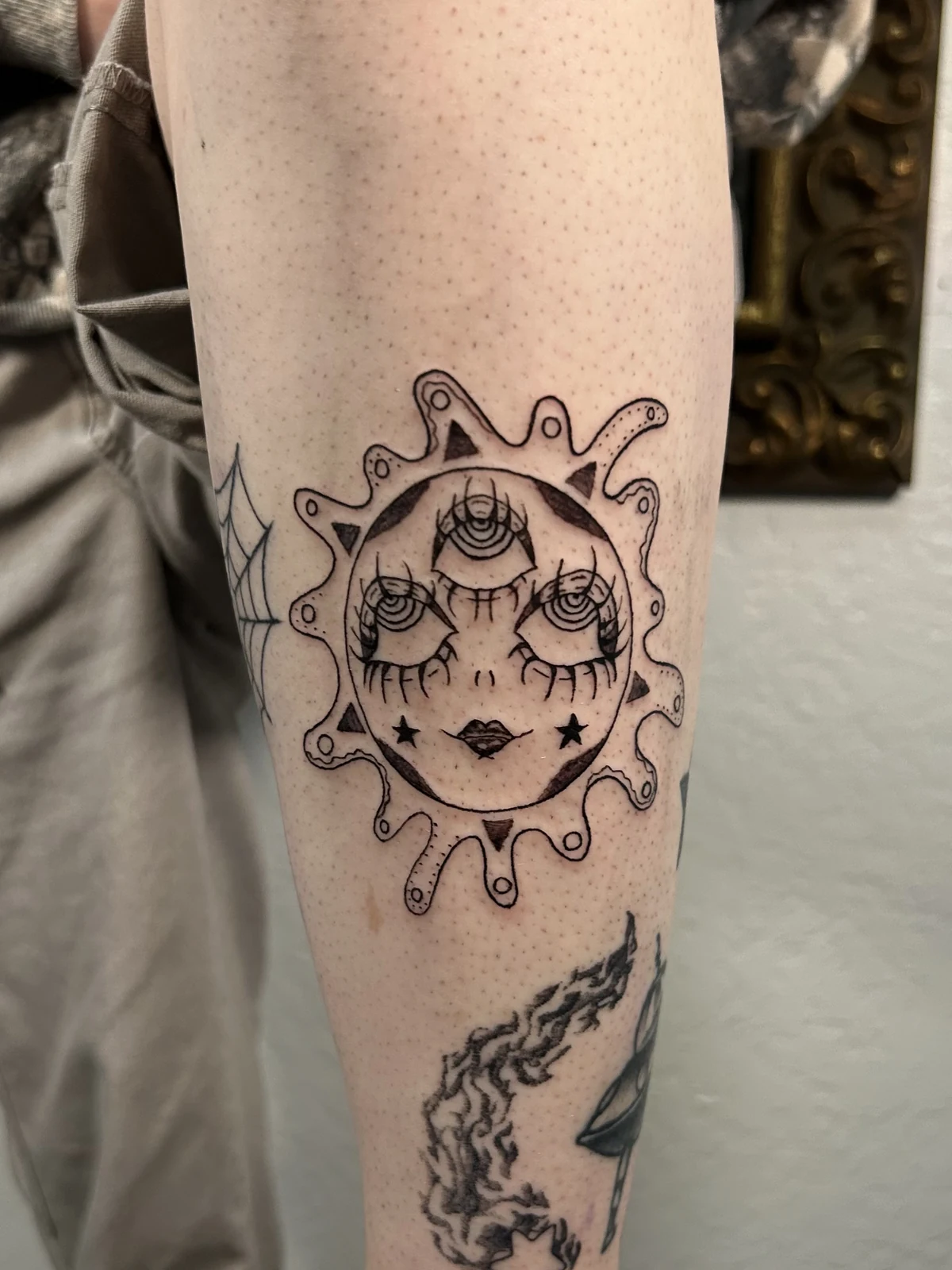 Fresh ornamental face tattoo