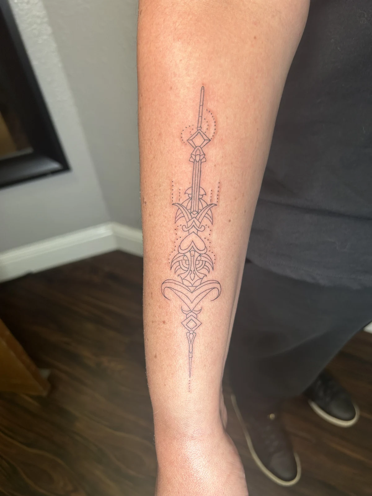 Fresh ornamental linework tattoo